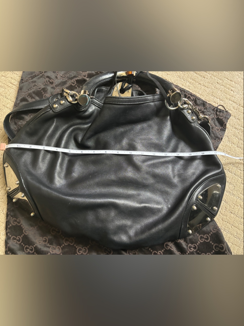 Authentic GUCCI “Indy” black leather Hobo bag - Picture 10 of 11
